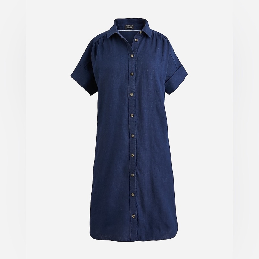 J.‎ CREW Baird McNutt Irish Linen Shirtdress Relaxed fit Medium Navy Blue